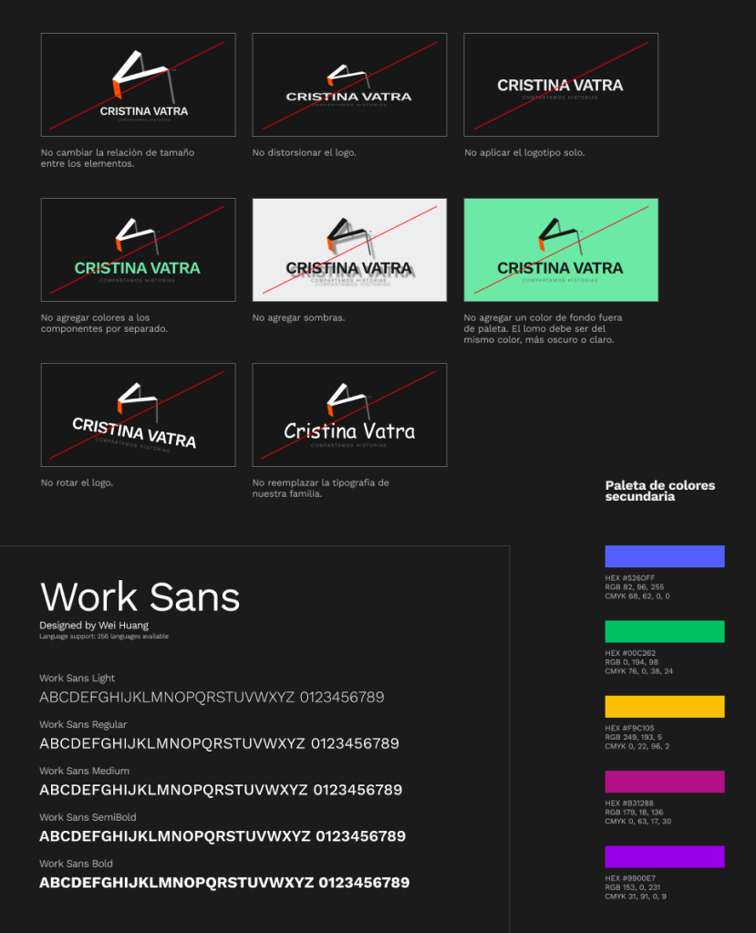 Normas de uso del logo, tipografía y paleta secundaria