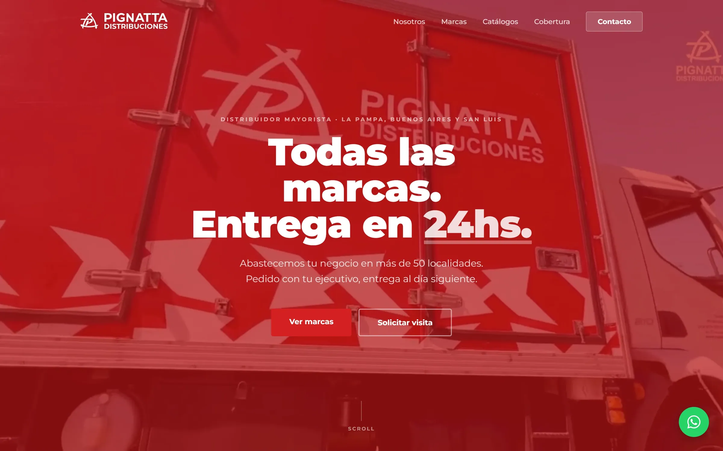 Inicio del sitio nuevo de Pignatta Distribuciones en computadora