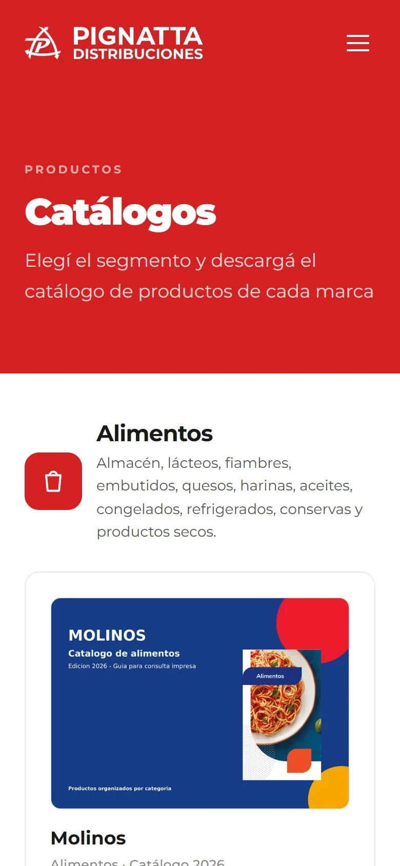 Catálogos por rubro en el celular
